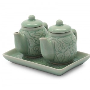 Novica 3 Piece Inseparable Thai Ceramic Condiment Set NVC6604
